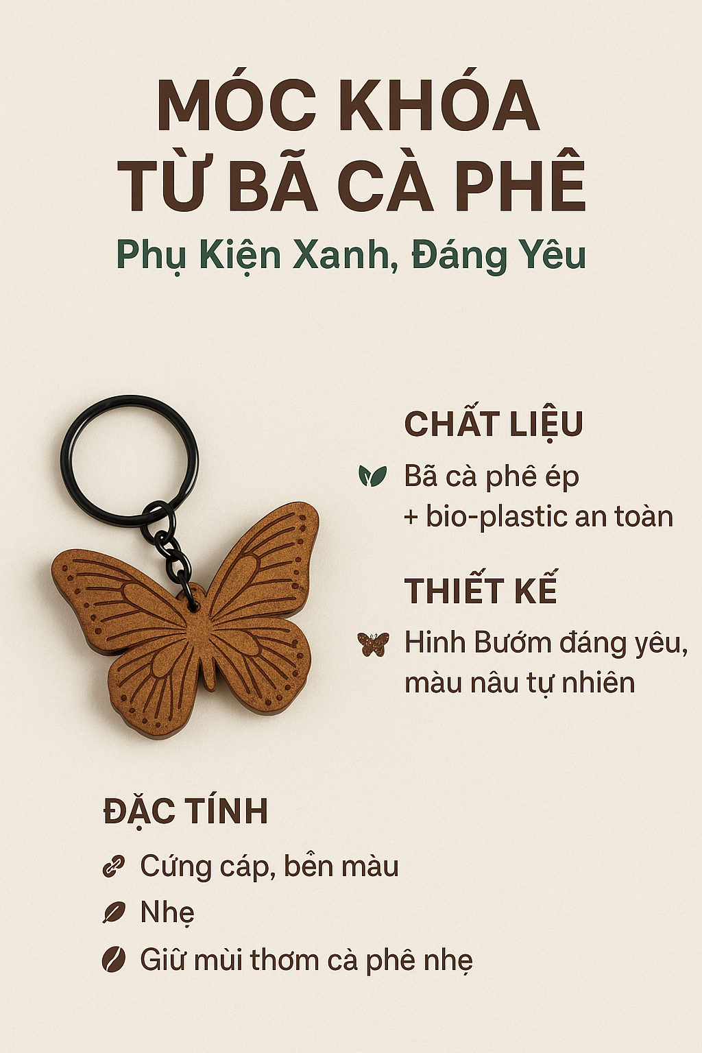 Recup Coffee Ground Keychain Butterfly