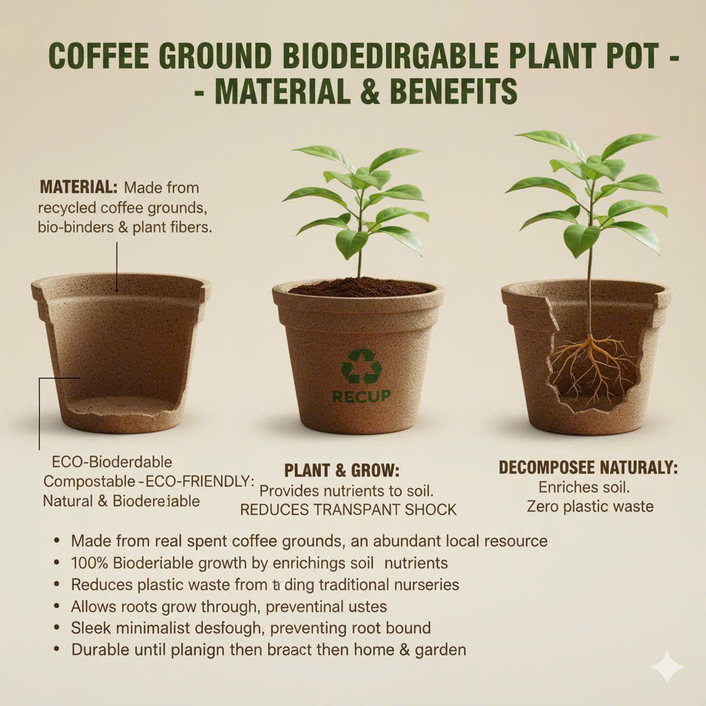 Recup Biodegradable Plant Pot from Coffee Grounds